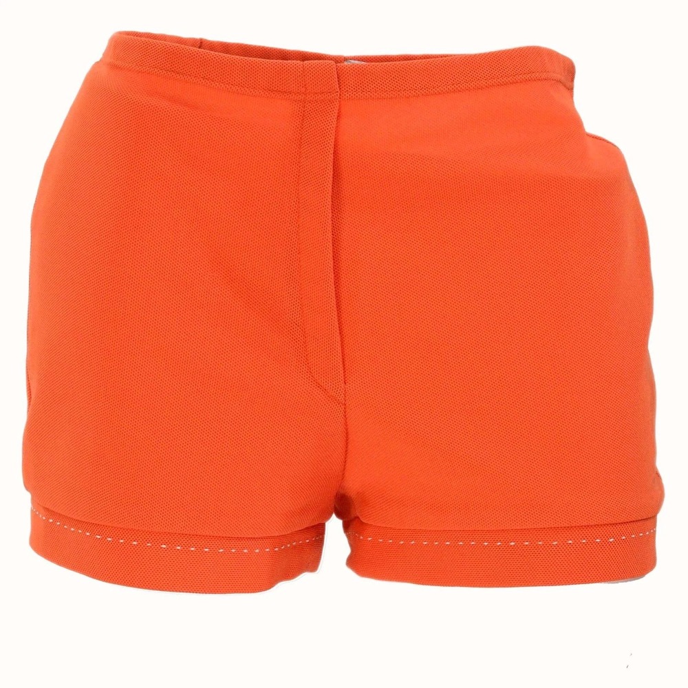 60s Vintage Koret of California Orange Piqué Knit Scooter Shorts S High Rise Mod